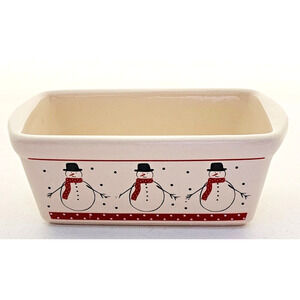 MINI LOAF PAN-CENTURY-Ceramic-Snowman Decor-Small-6" Long-3.5" Wide-2.25" Tall